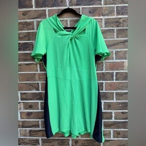 Seed Heritage Women’s‎ Twisted Neckline Flutter Sleeve Green Navy Romper 14